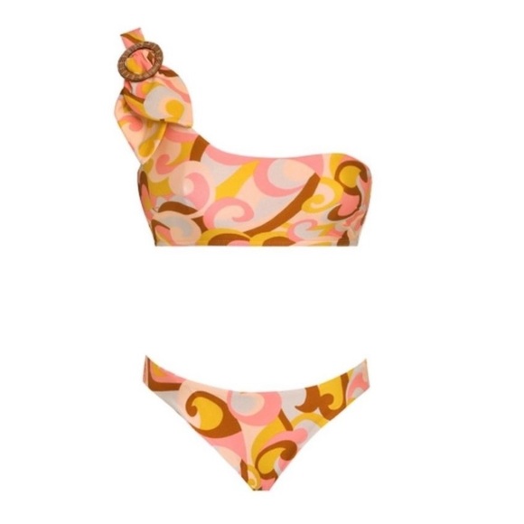 NWT Zimmerman Mae tie shoulder bikini set in swirl sz 2 (6-8) - Picture 1 of 11